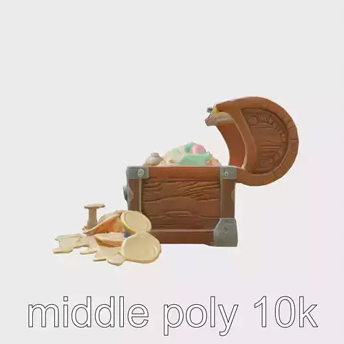 Open Treasure Chest with Gold Coins and Gems