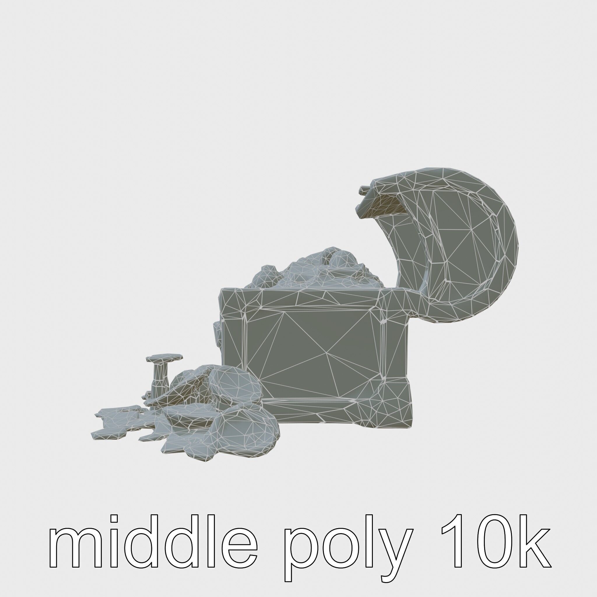 Open Treasure Chest with Gold Coins and Gems Low-poly 3D model_9