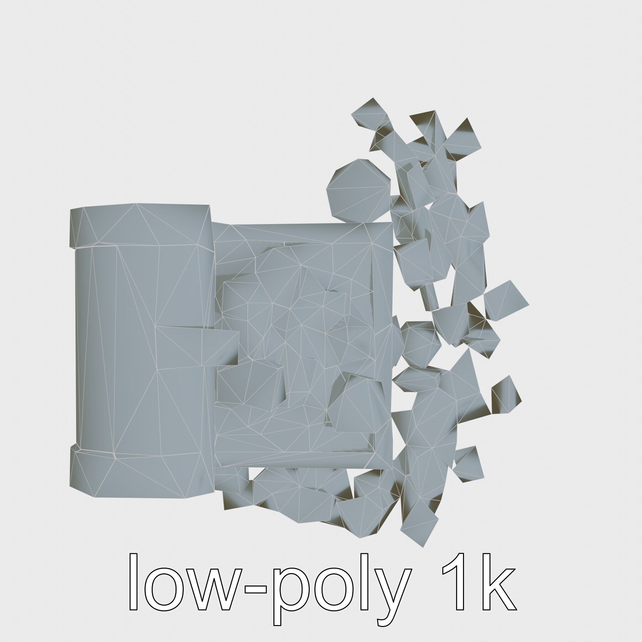 Open Treasure Chest with Gold Coins and Gems Low-poly 3D model_14