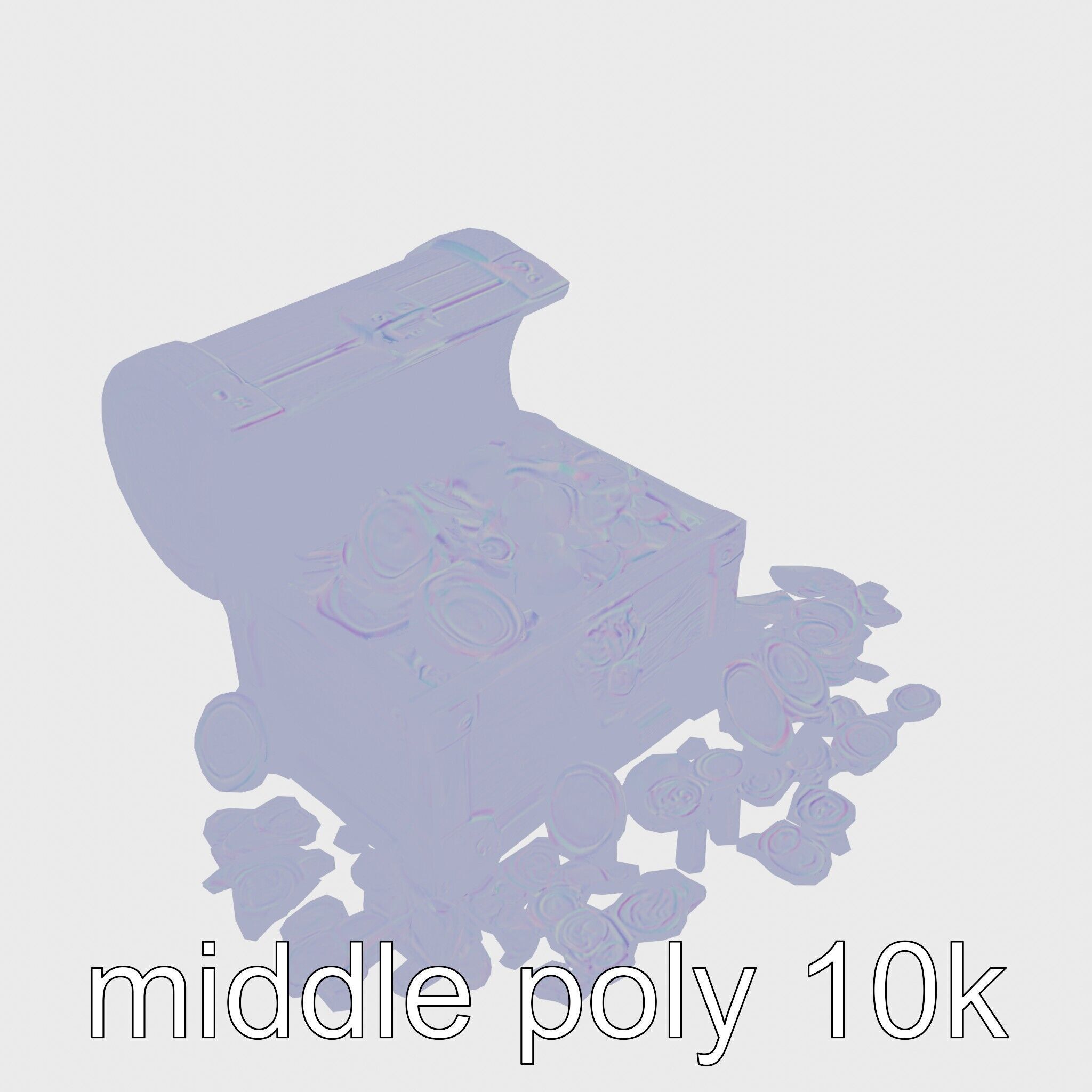 Open Treasure Chest with Gold Coins and Gems Low-poly 3D model_15