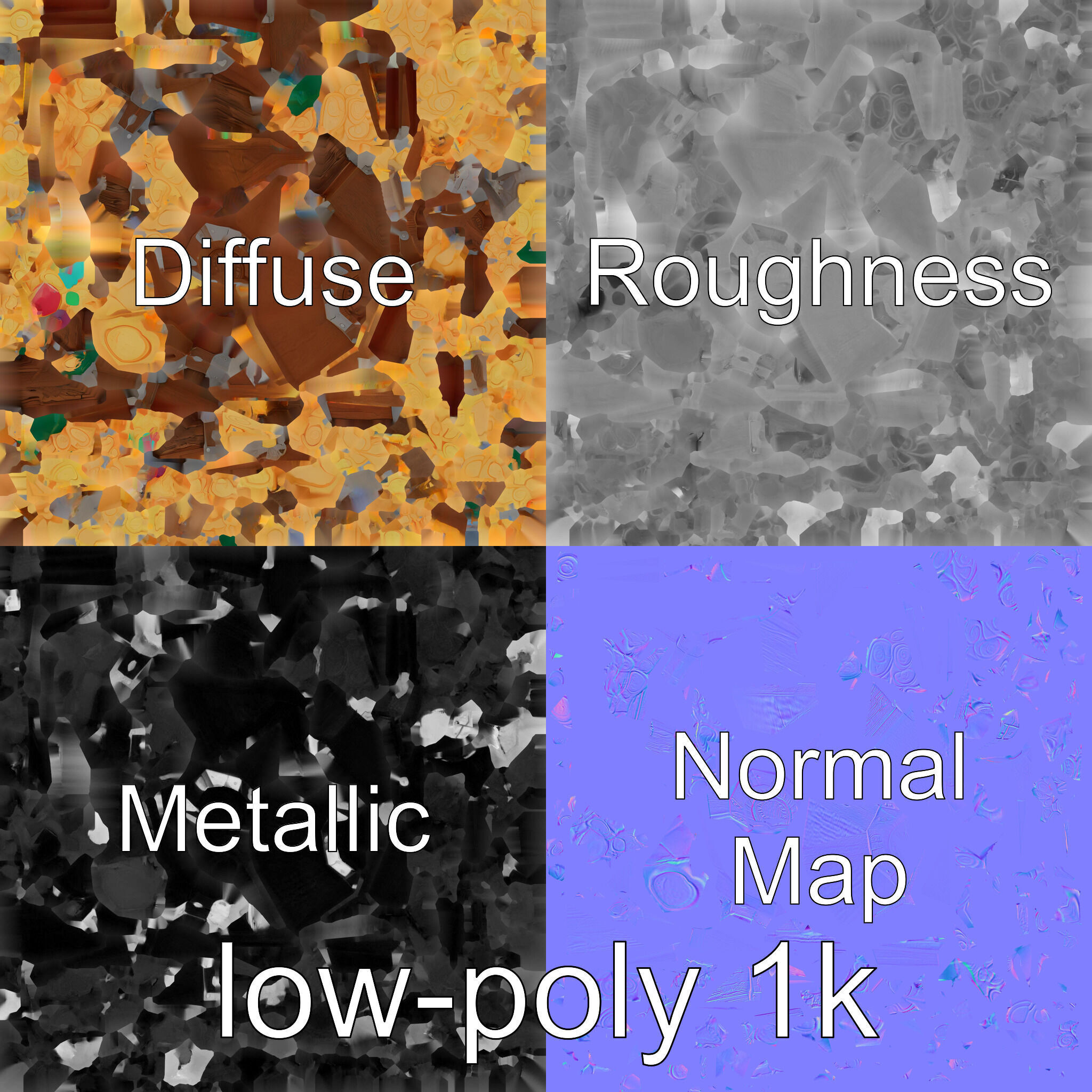 Open Treasure Chest with Gold Coins and Gems Low-poly 3D model_4