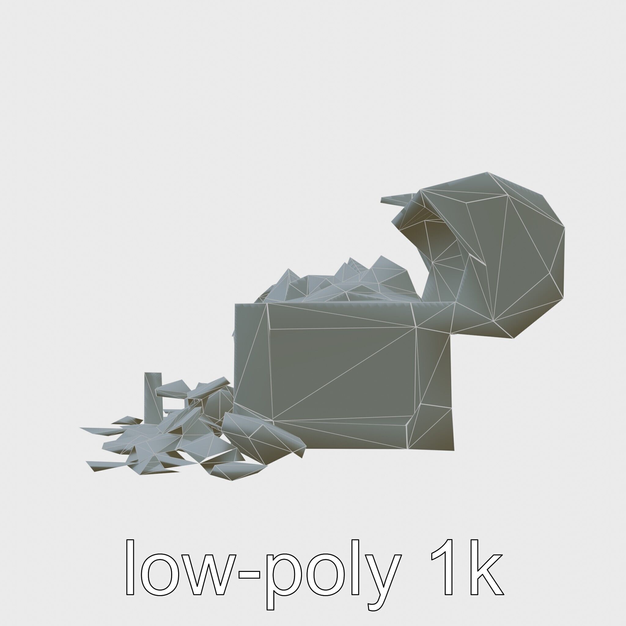 Open Treasure Chest with Gold Coins and Gems Low-poly 3D model_10