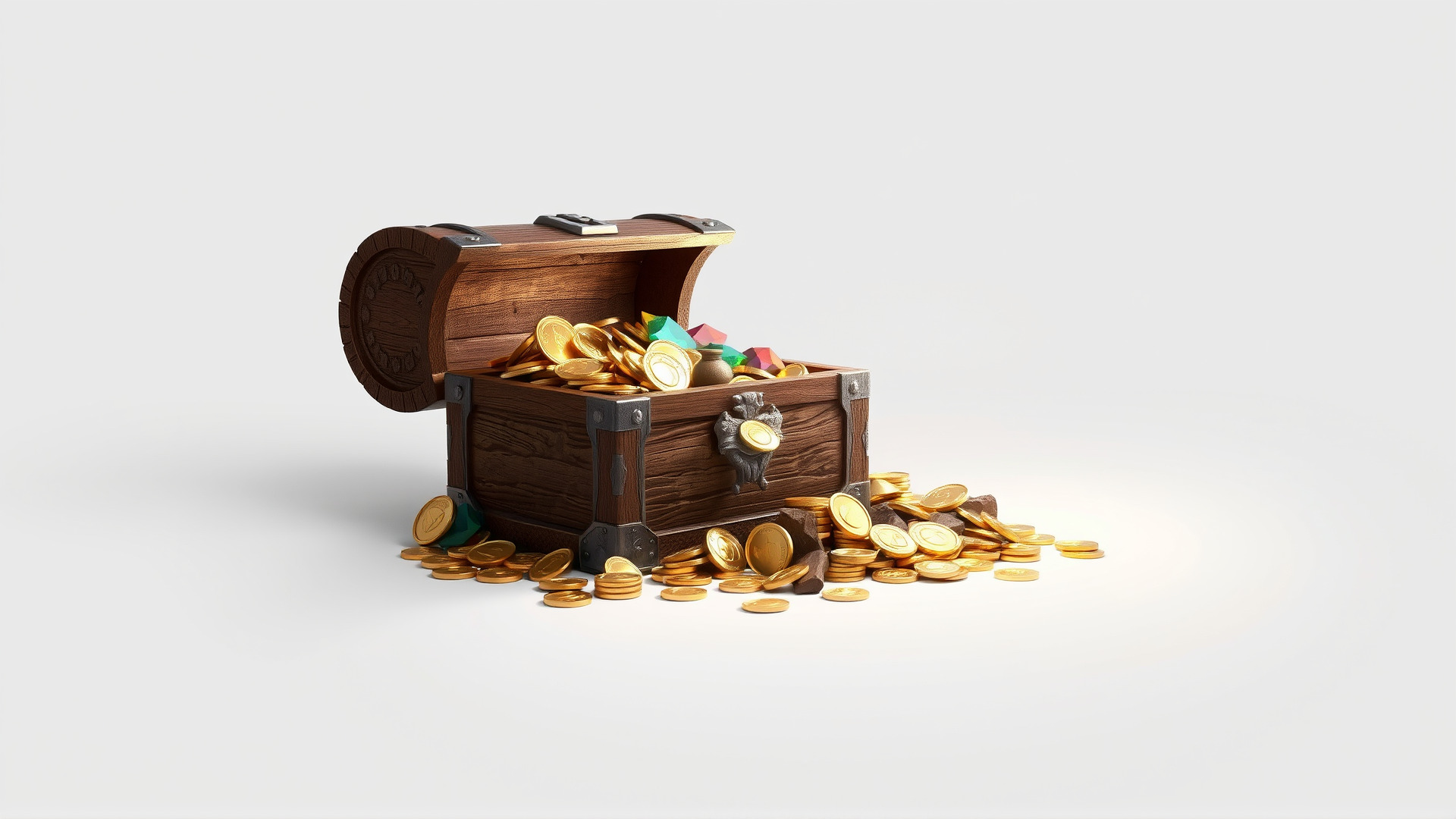 Open Treasure Chest with Gold Coins and Gems Low-poly 3D model_6