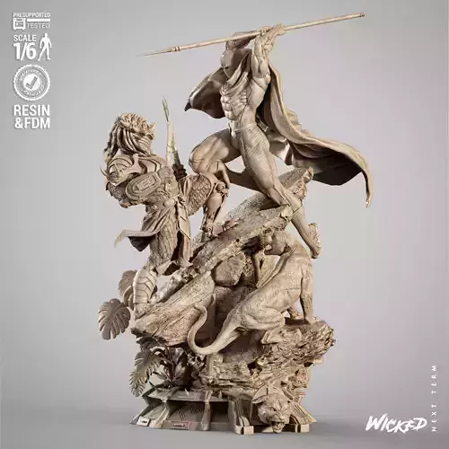 Wicked Marvel Black Panther VS Predator Diorama 