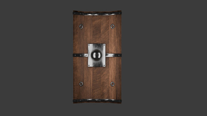 Wooden scutum shield Low-poly 3D model