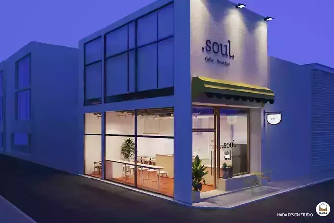 Bakery store interior and exterior scene