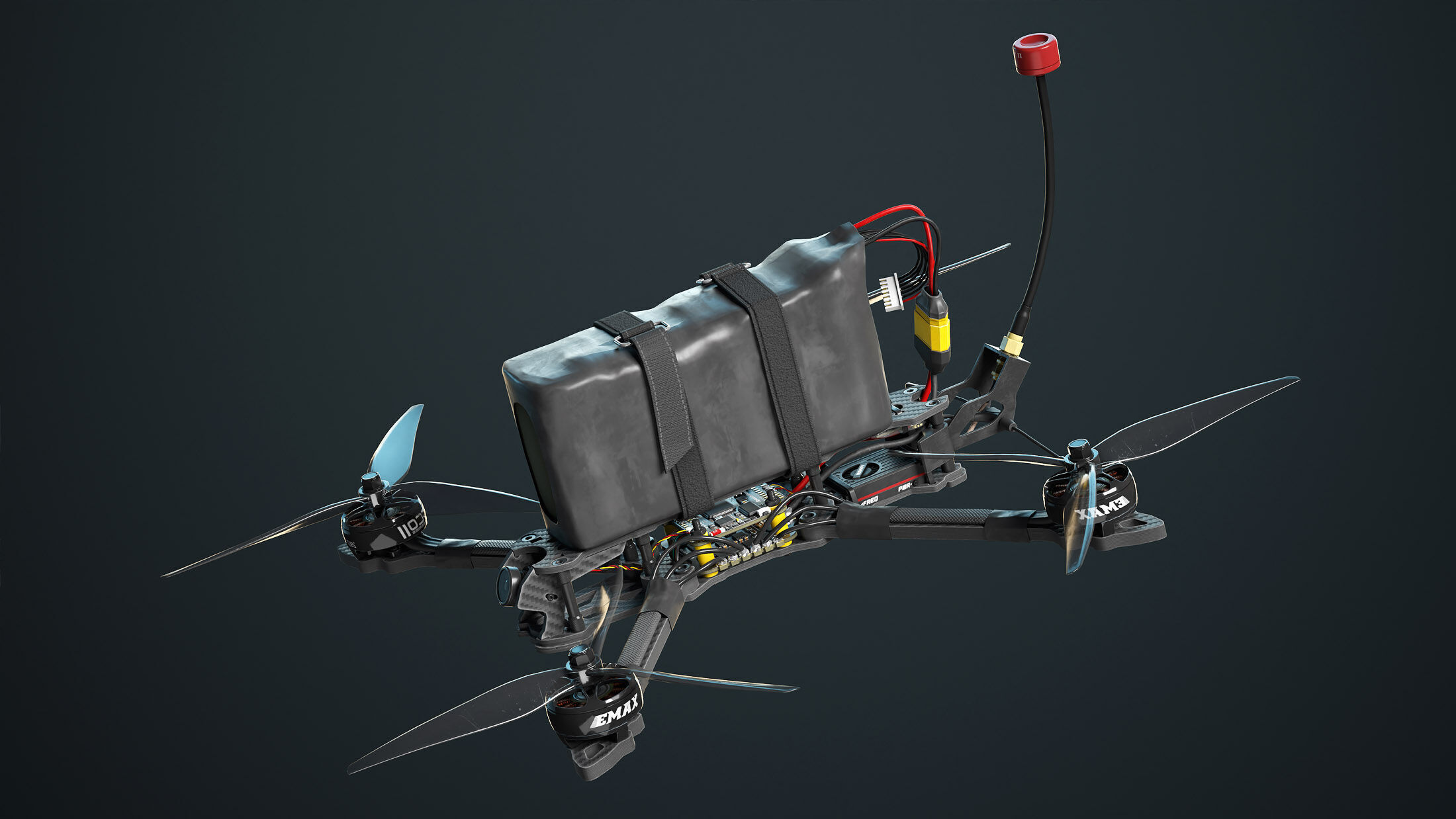 FPV Drone 7 Inches Low-poly 3D model_2
