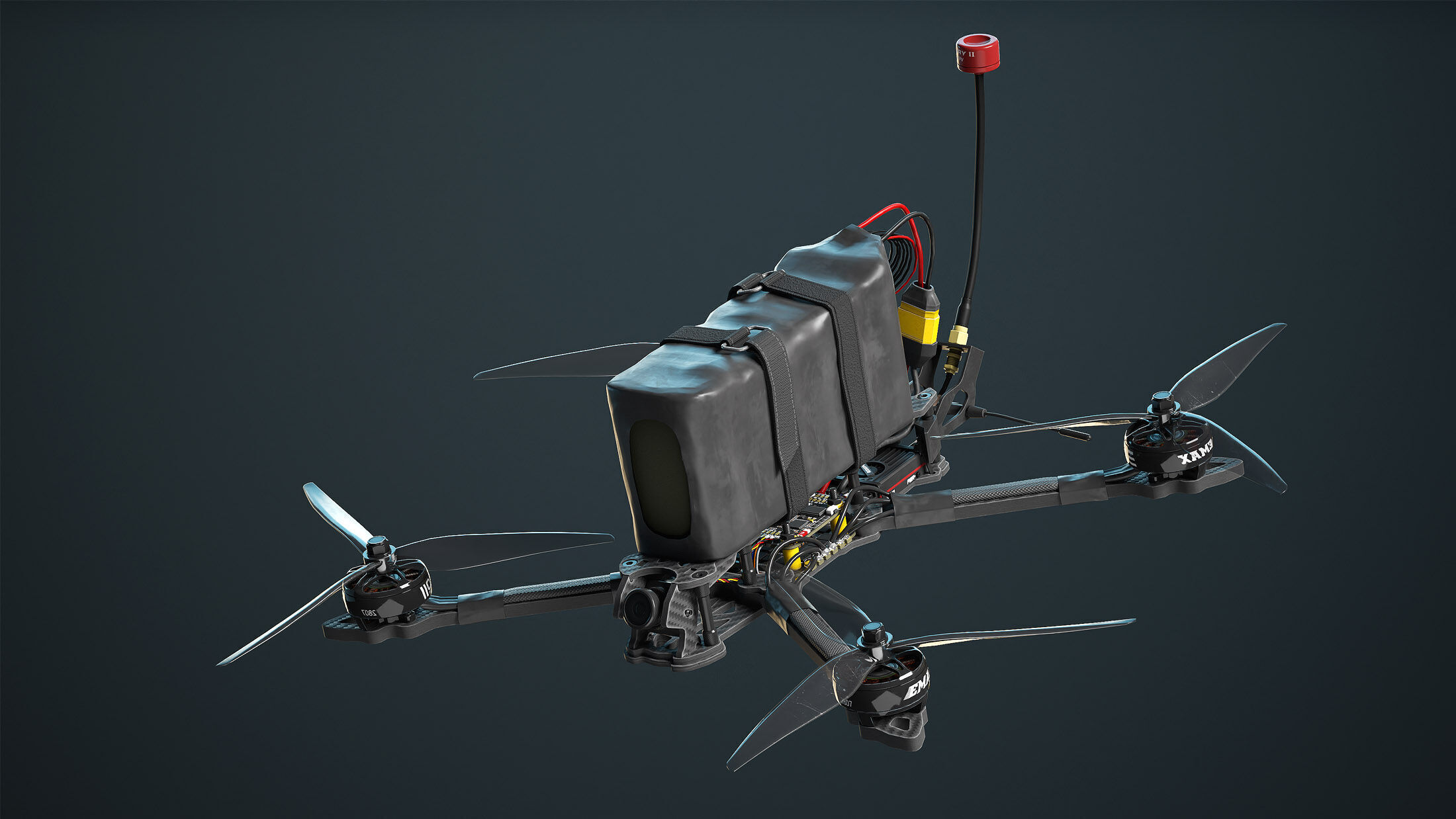FPV Drone 7 Inches Low-poly 3D model_1