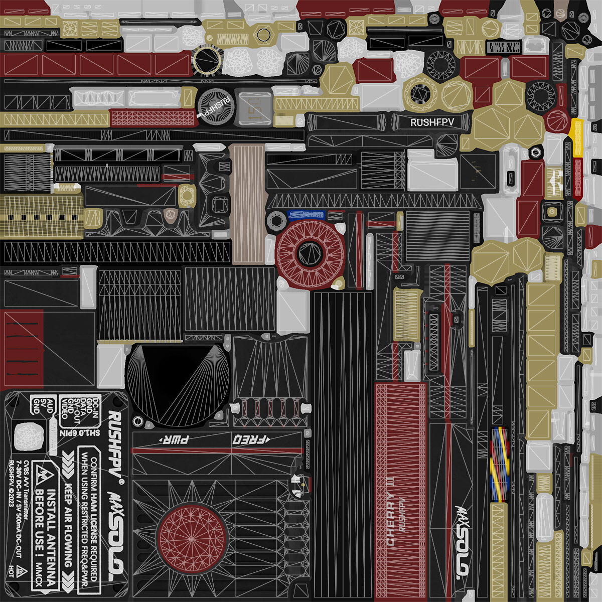 FPV Drone 7 Inches Low-poly 3D model_20