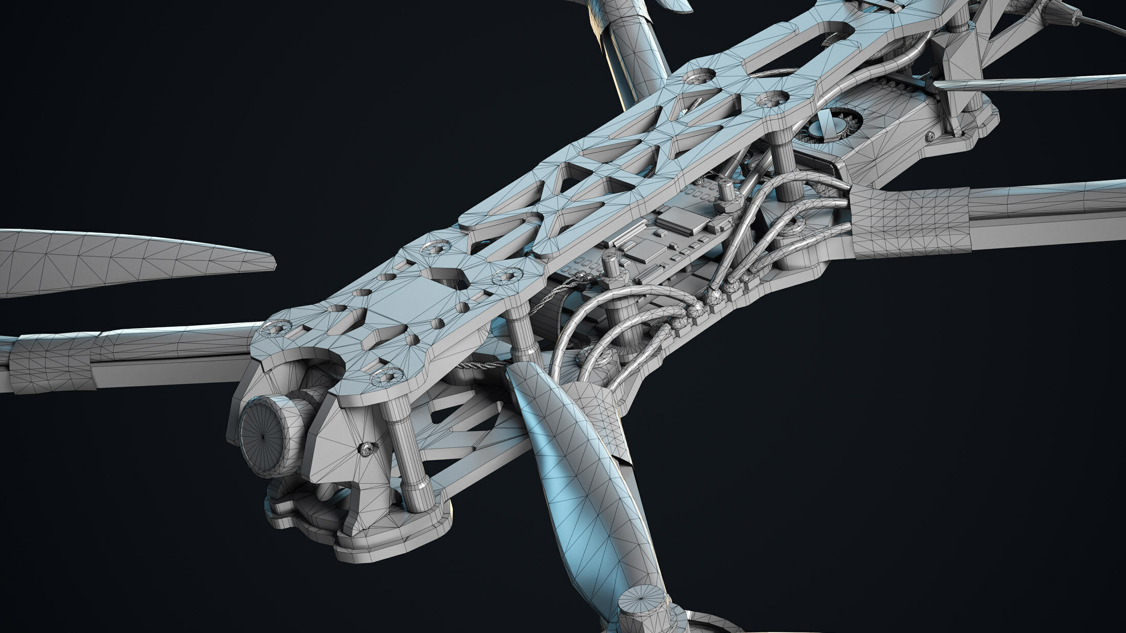 FPV Drone 7 Inches Low-poly 3D model_10