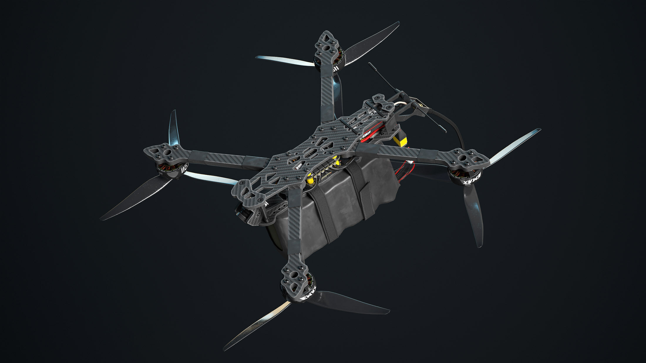 FPV Drone 7 Inches Low-poly 3D model_3