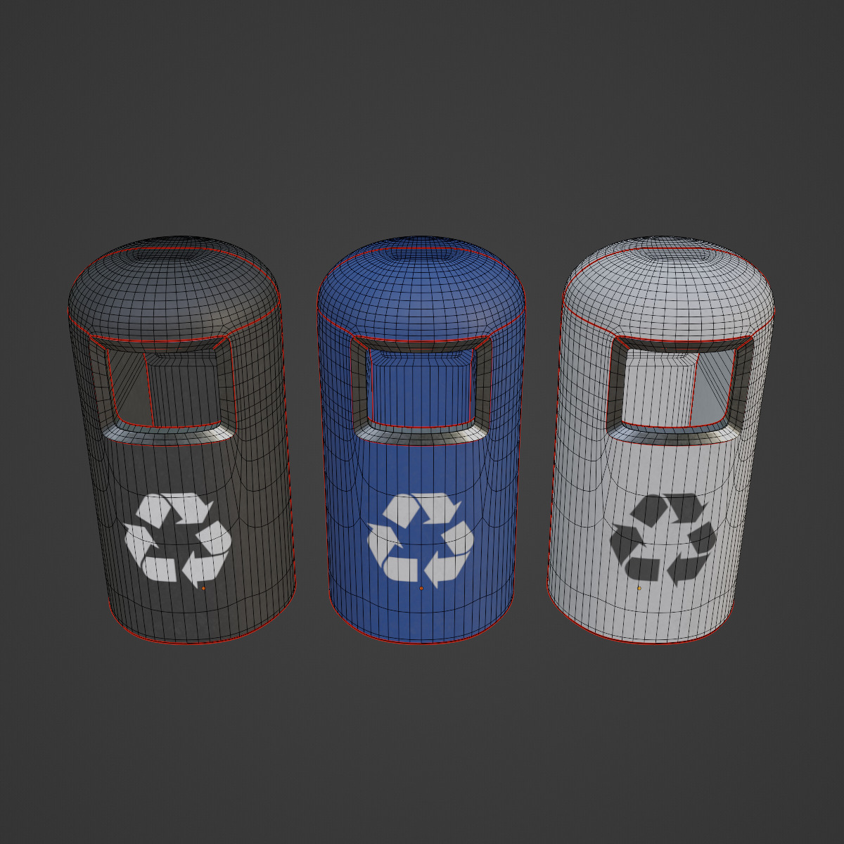 Trashbin 05 Low-poly 3D model_7