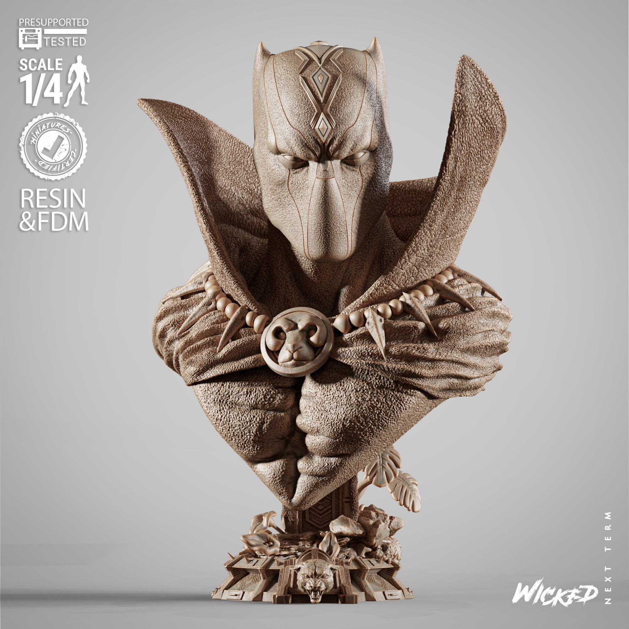 Wicked Marvel Black Panther Sculpture 3D print model_7