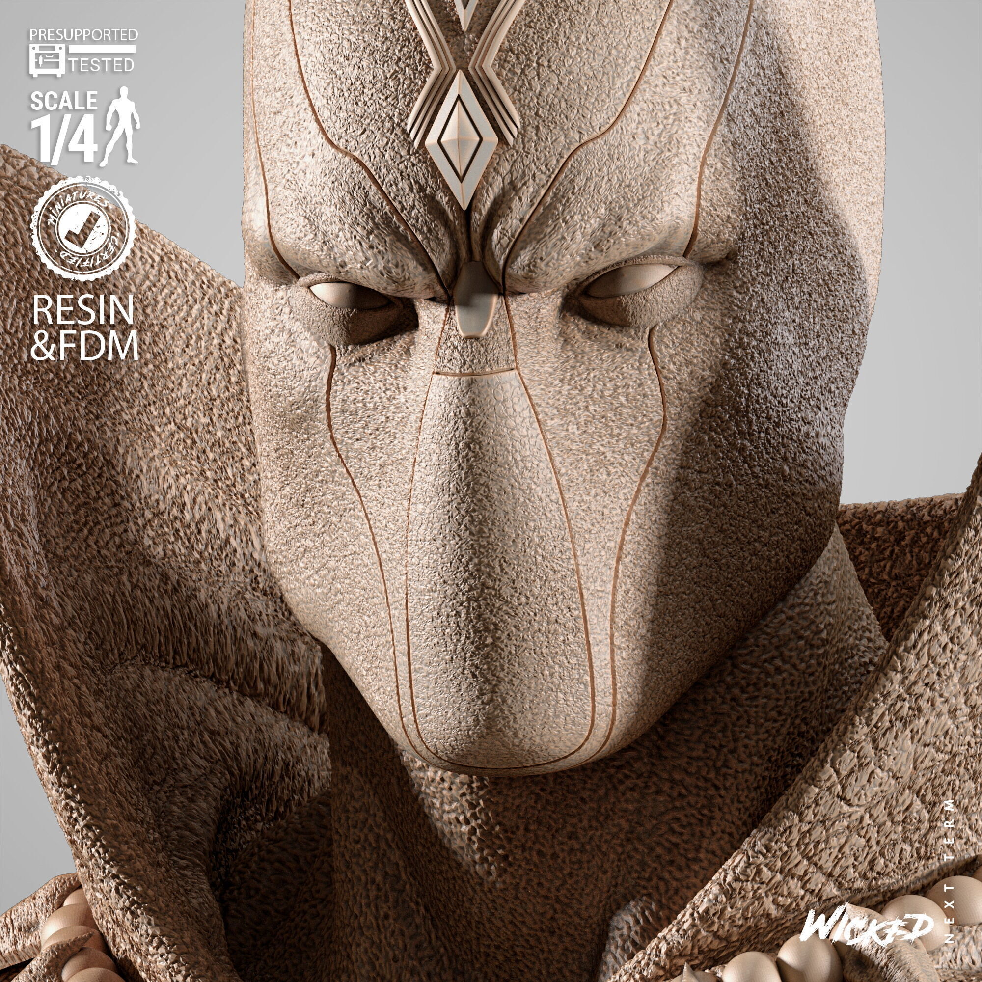 Wicked Marvel Black Panther Sculpture 3D print model_22