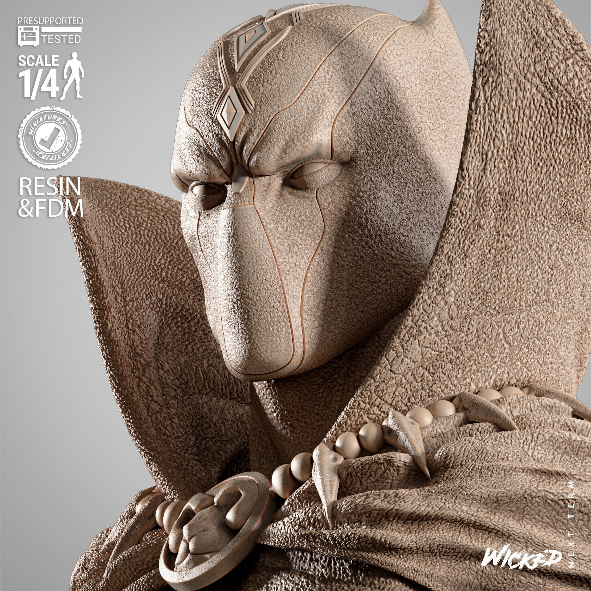 Wicked Marvel Black Panther Sculpture 3D print model_33