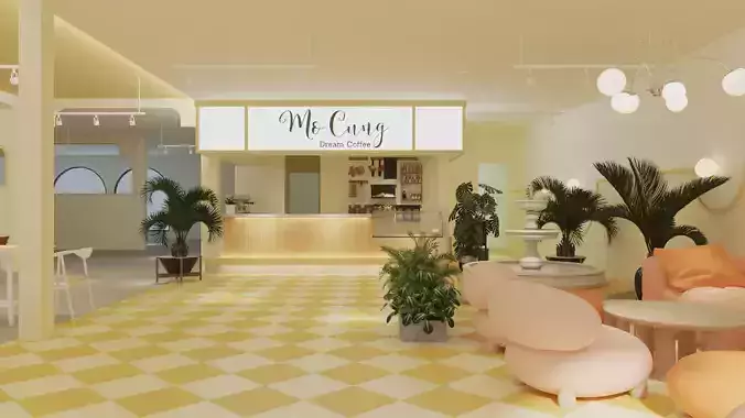 Coffee shop interior design scene