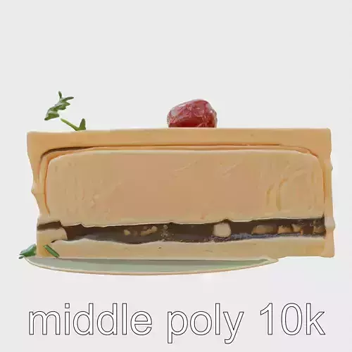 Foie Gras Terrine in Modern Glass Dish with Fruit Compote Low-poly 3D model
