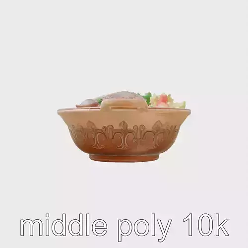 Moroccan Tagine with Couscous and Lamb Low-poly 3D model