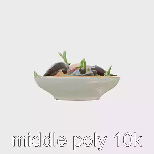 Japanese Kaiseki Sashimi Platter with Tuna Salmon and Octopus Low-poly 3D model