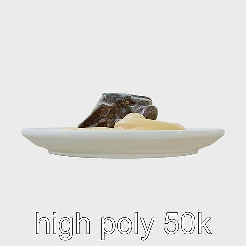 Modern Sauerbraten with Parsnip Puree 3D Model Low-poly 3D model 3