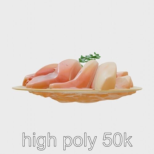 Peruvian Ceviche Tiradito with Citrus Marinade Low-poly 3D model 3