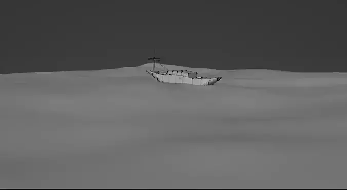 Ocean with Boat Free low-poly 3D model