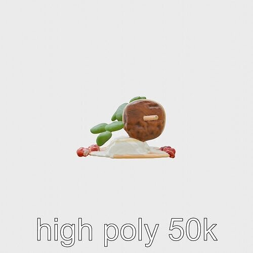 Lebanese Lamb Kofta Skewer with Pomegranate and Mint Low-poly 3D model 3