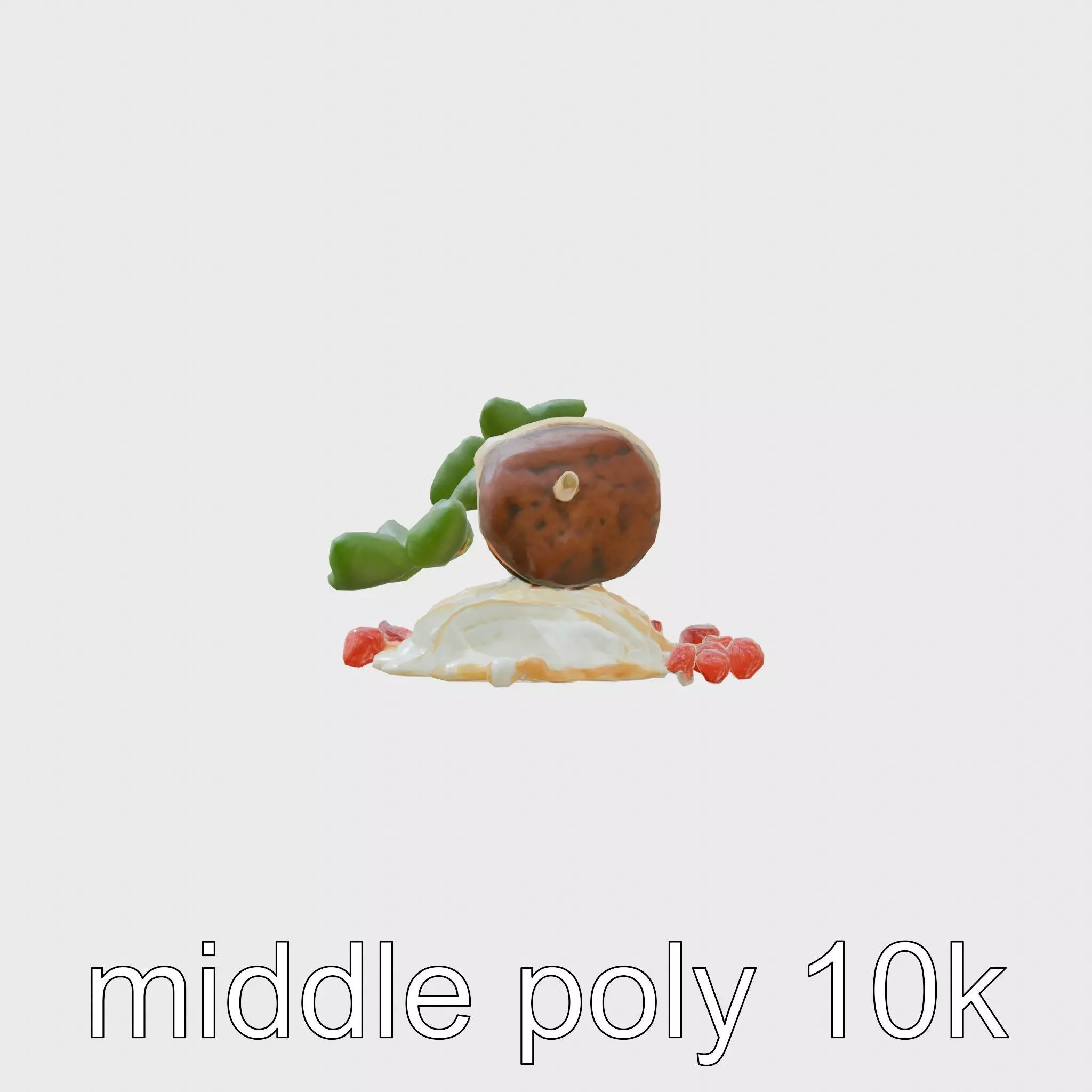Lebanese Lamb Kofta Skewer with Pomegranate and Mint Low-poly 3D model