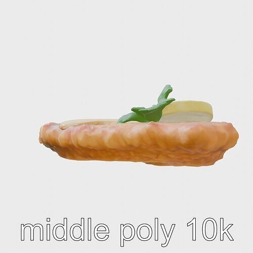 Wiener Schnitzel Plate with Lemon Garnish Low-poly 3D model