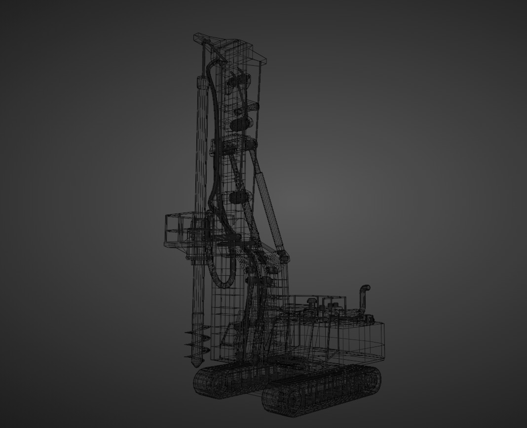 Rotary Drill Heavy Vehicle Low-poly 3D model_11