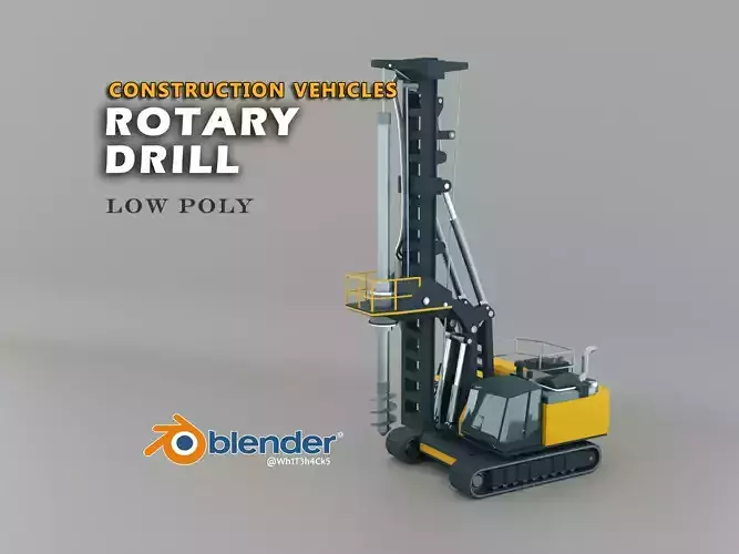 Rotary Drill Heavy Vehicle Low-poly 3D model