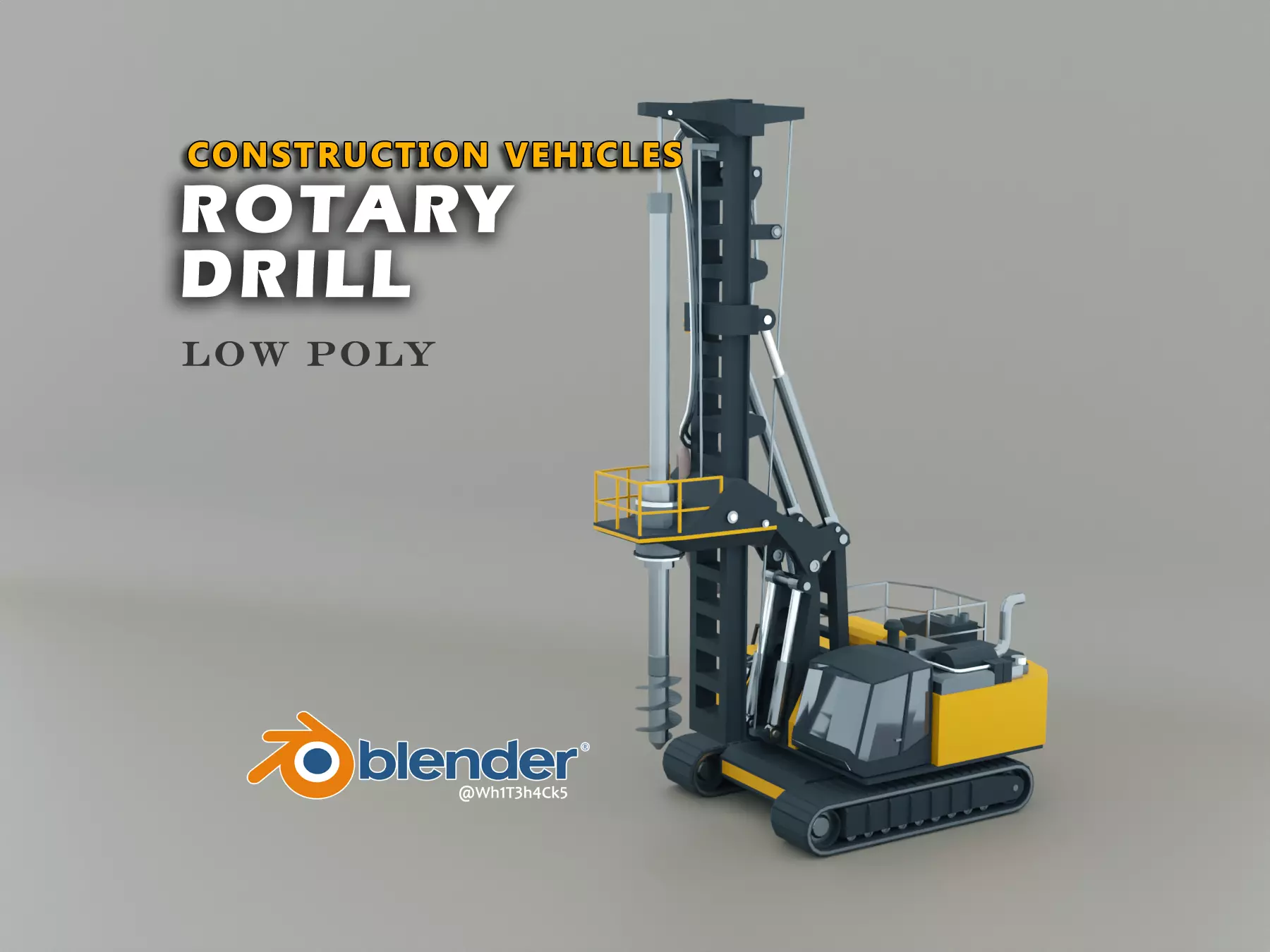 Rotary Drill Heavy Vehicle Low-poly 3D model_0
