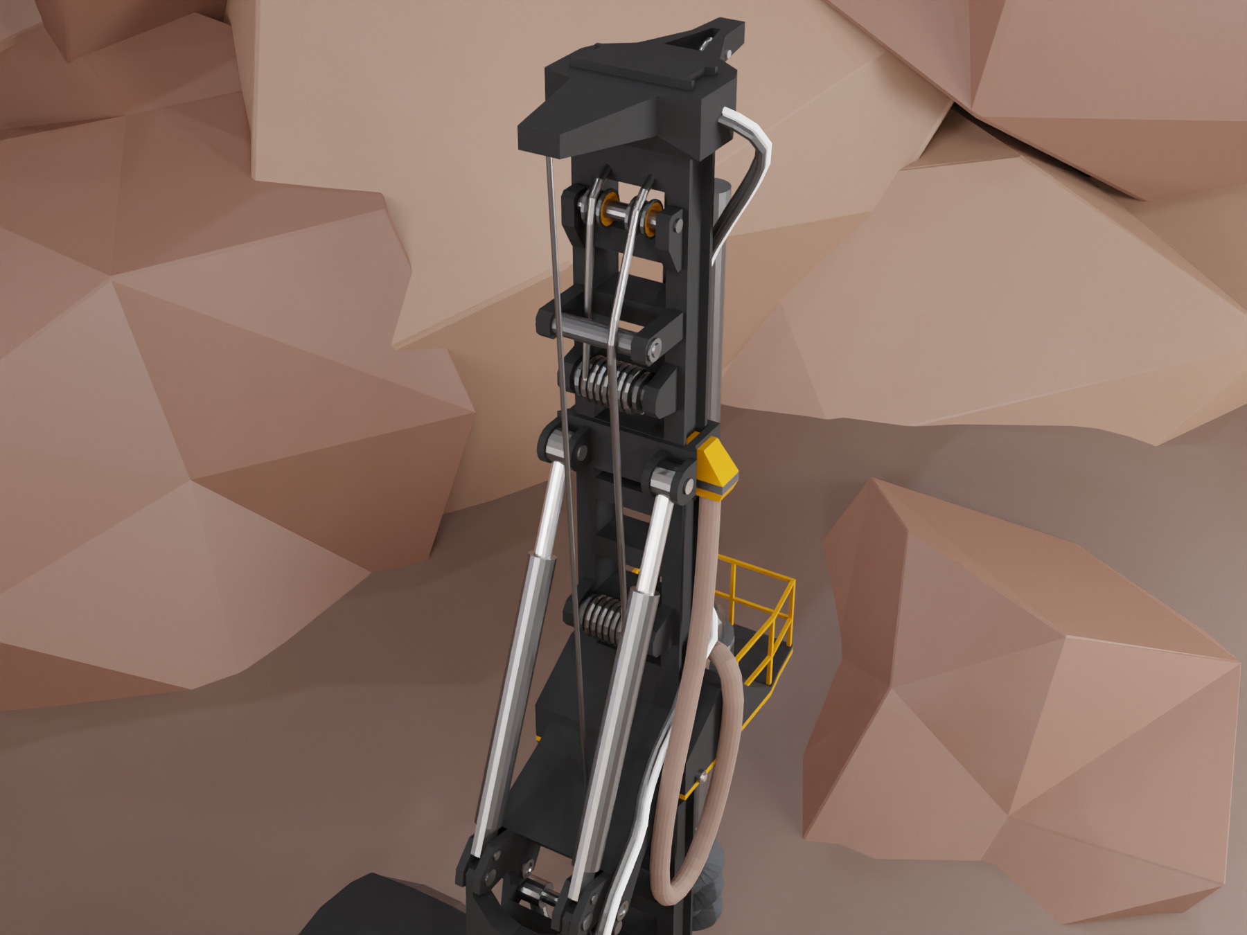 Rotary Drill Heavy Vehicle Low-poly 3D model_5