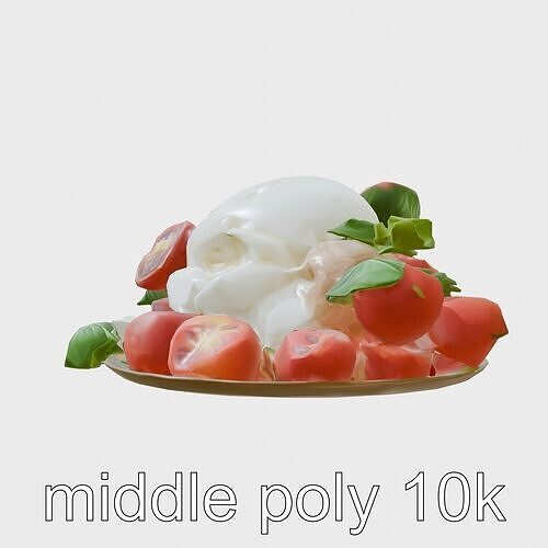 Burrata and Tomato Salad 3D Model Low-poly 3D model