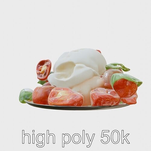 Burrata and Tomato Salad 3D Model Low-poly 3D model 3