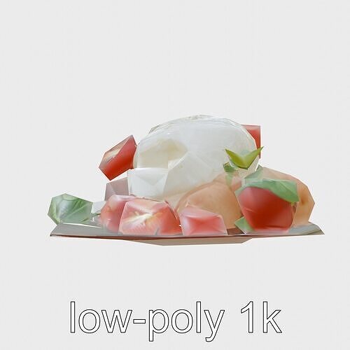 Burrata and Tomato Salad 3D Model Low-poly 3D model 5