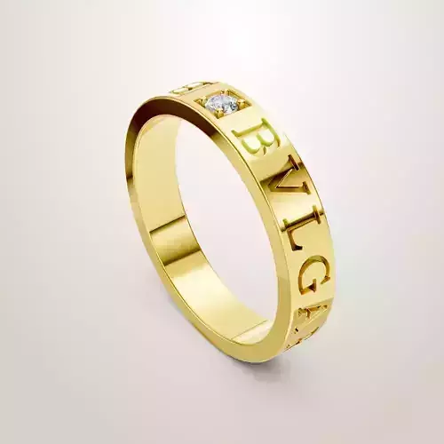 Bzero1 Essential band Bvlgari ring set with a diamond 3D print model