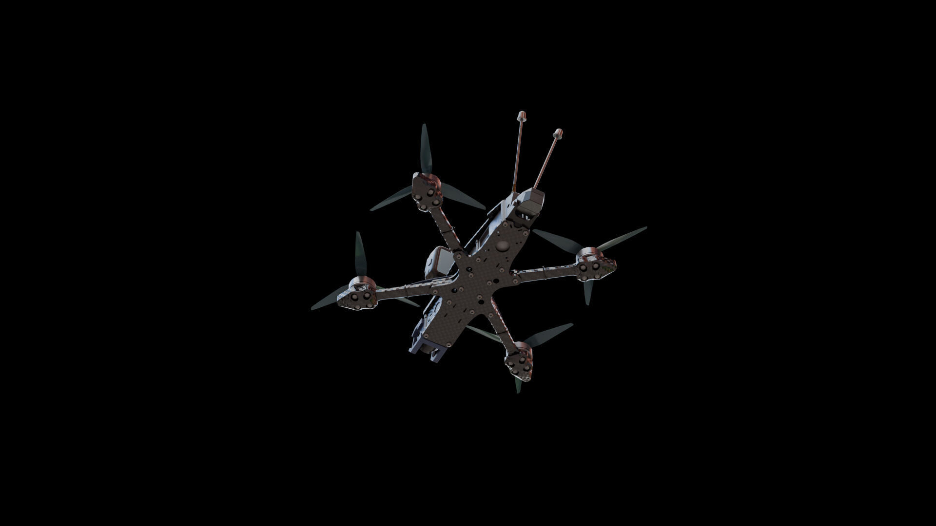 FPV Drone Low-poly 3D model_4