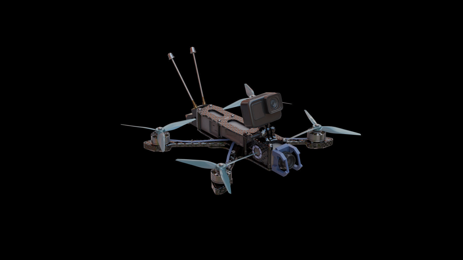 FPV Drone Low-poly 3D model_10