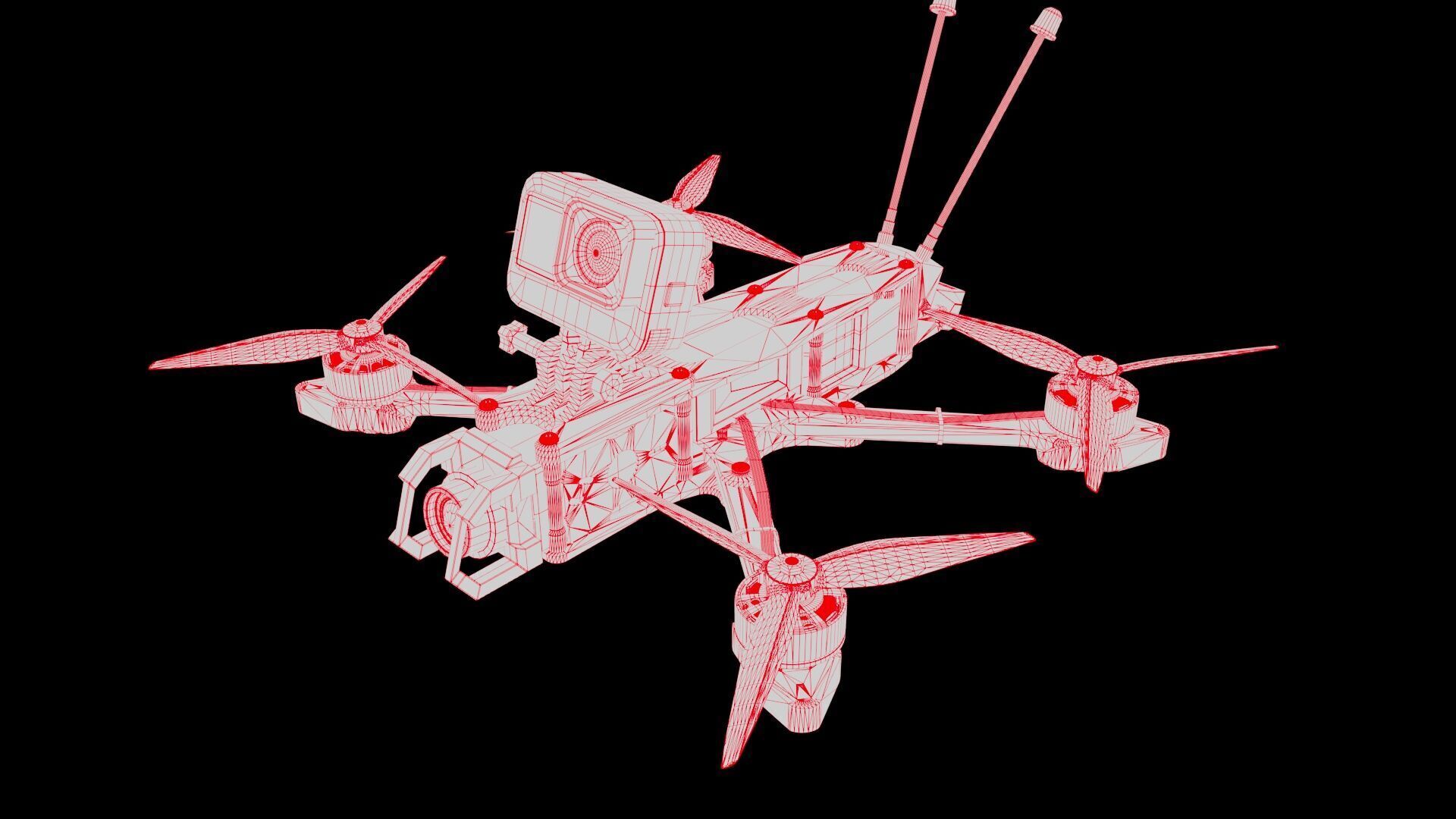 FPV Drone Low-poly 3D model_13