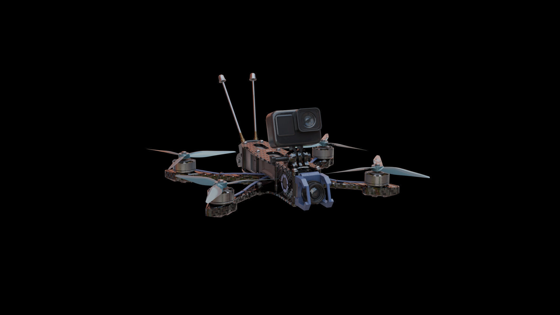 FPV Drone Low-poly 3D model_2