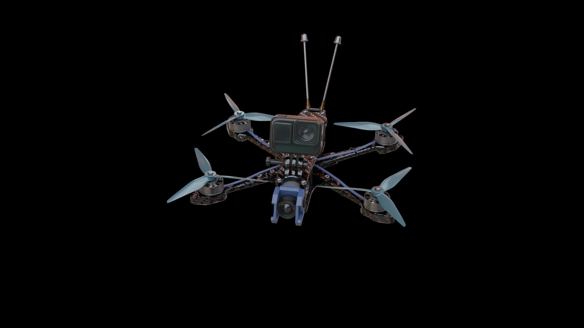 FPV Drone Low-poly 3D model_11