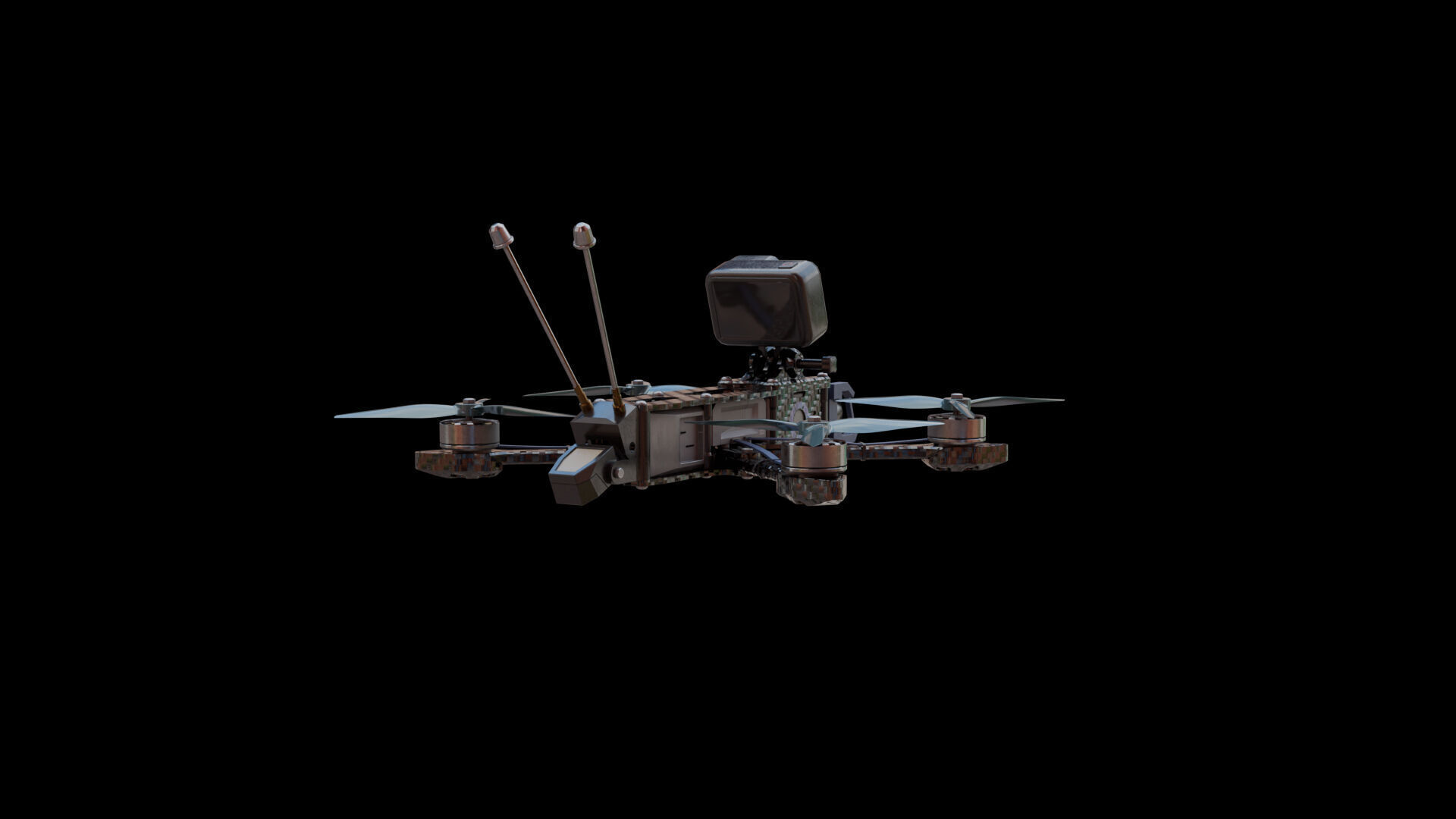 FPV Drone Low-poly 3D model_7
