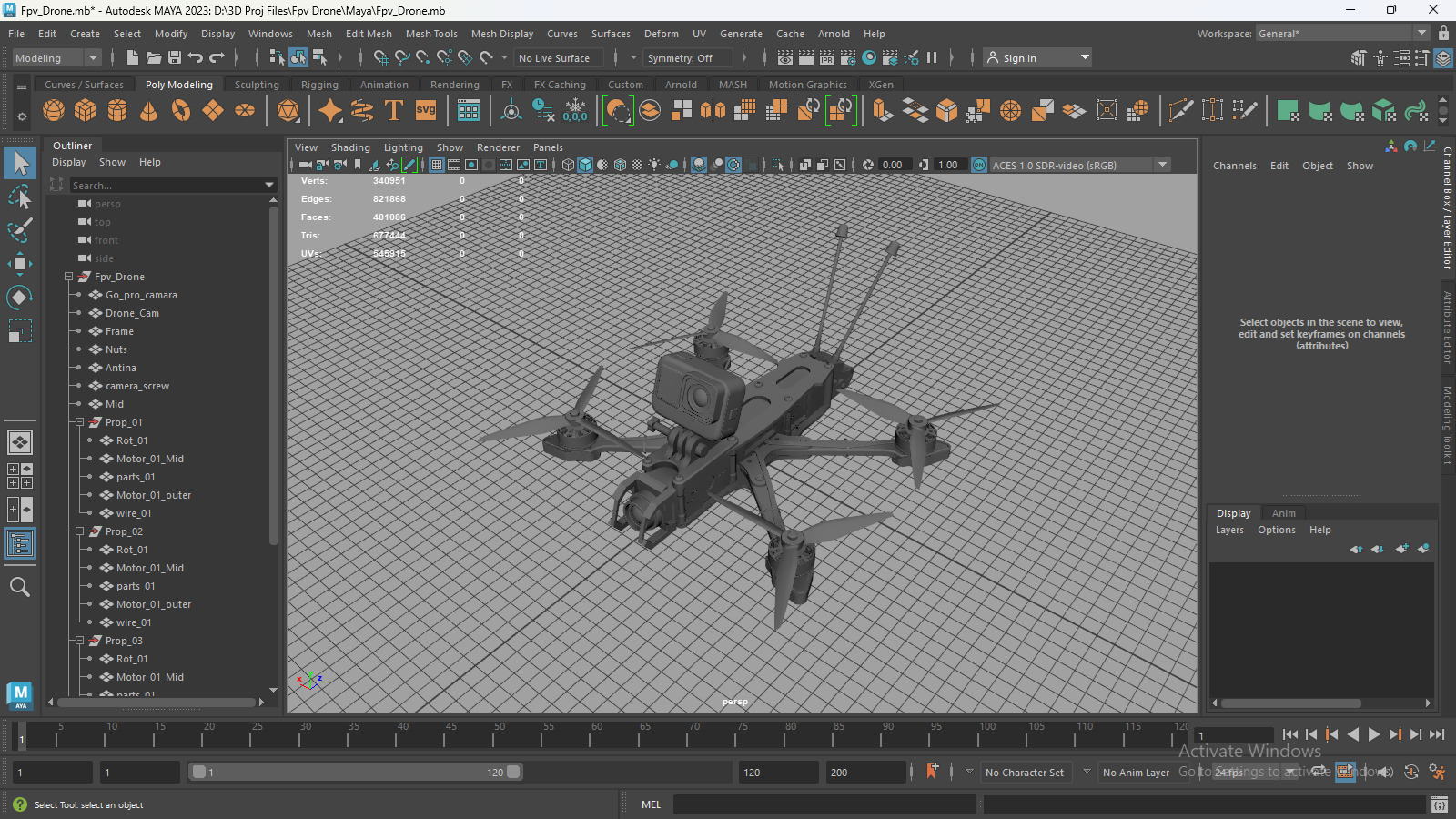 FPV Drone Low-poly 3D model_12