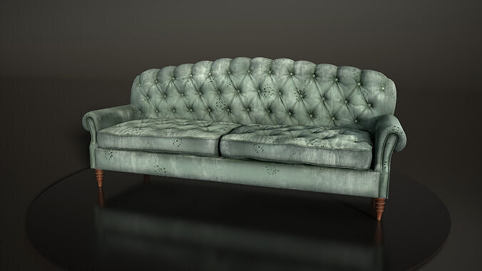 Vintage Velvet Sofa - High-Quality PBR  Low-poly 3D model