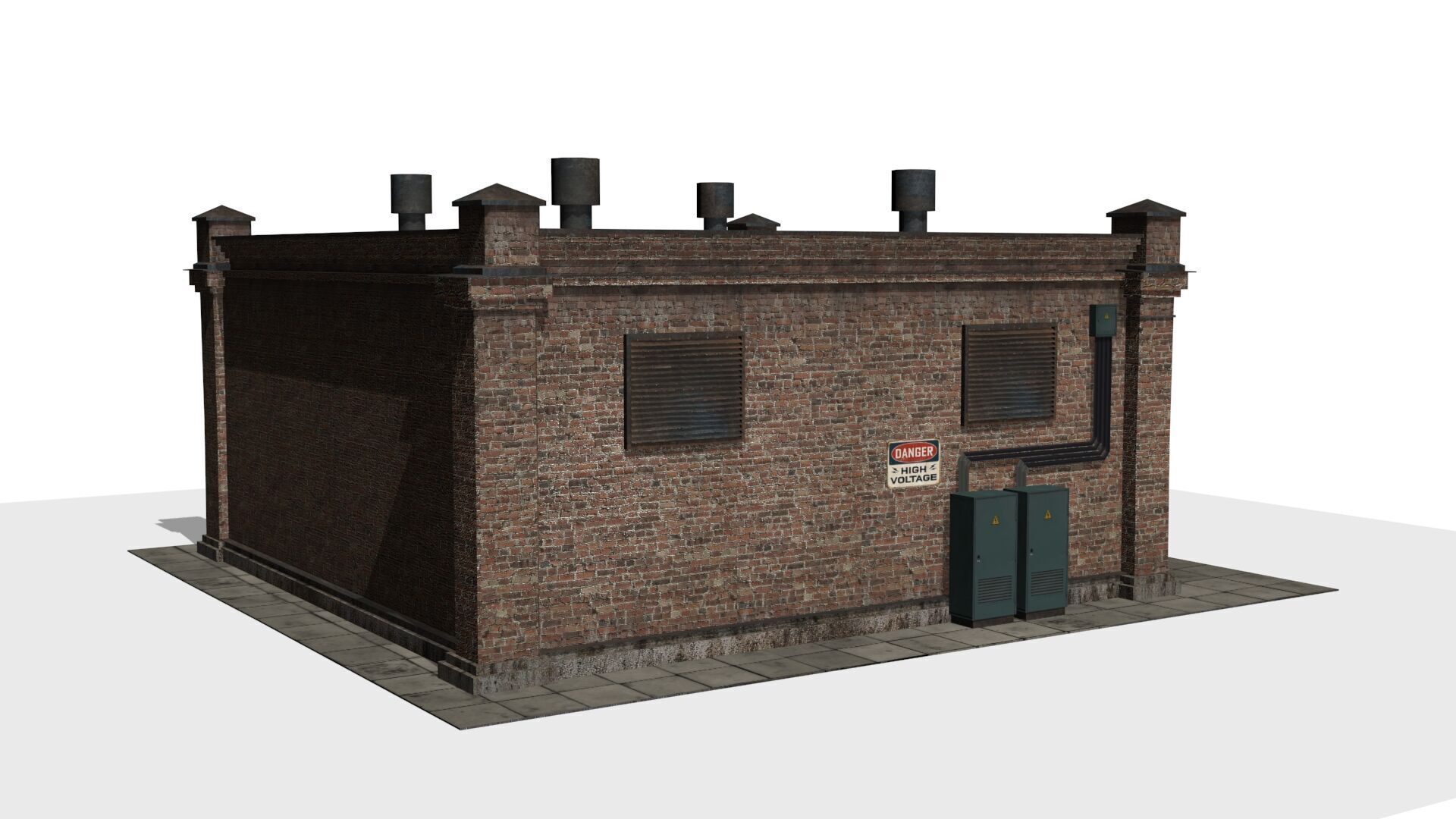 electrical substation Low-poly 3D model_6
