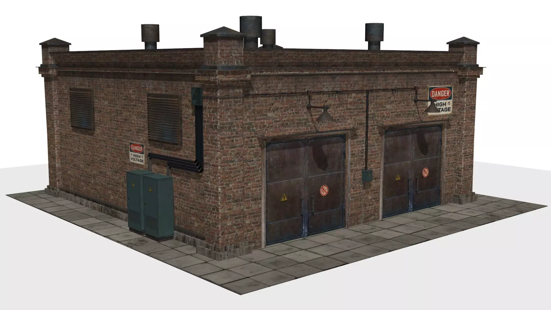 electrical substation Low-poly 3D model_0