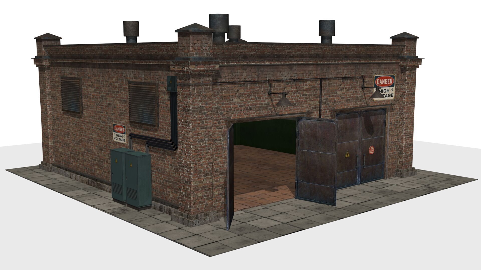 electrical substation Low-poly 3D model_1