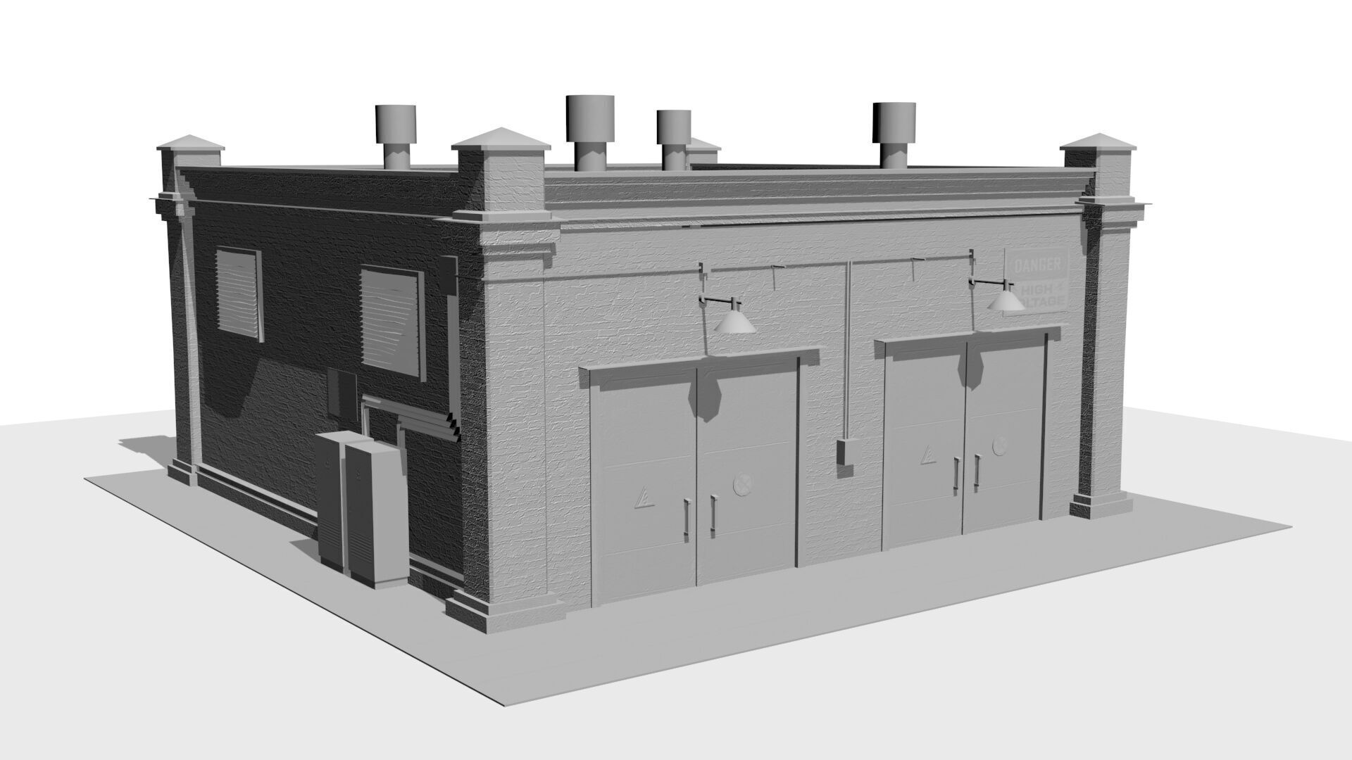 electrical substation Low-poly 3D model_8