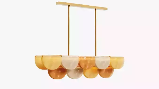 Gray Orange and Pale Yellow Murano Glass Long 3D model